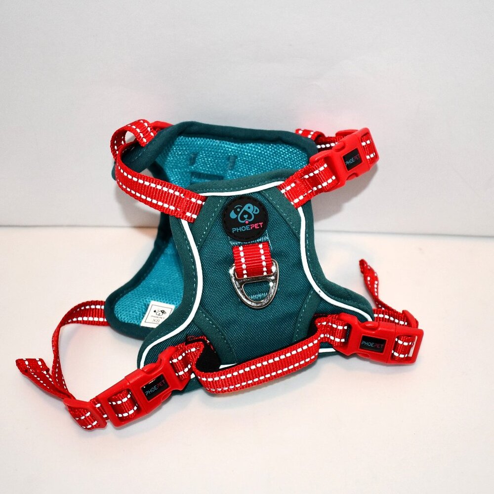 PHOEPET No Pull Dog Harness, TEAL XSMALL Reflective Adjustable Vest with Soft Ha